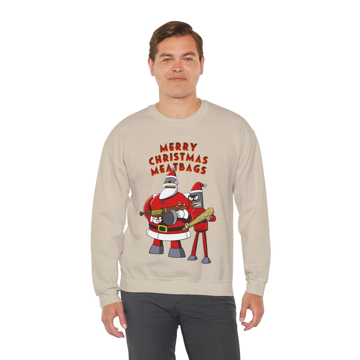 Robot Santa Claus & Bender Futurama Christmas Heavy Blend Crewneck Sweatshirt