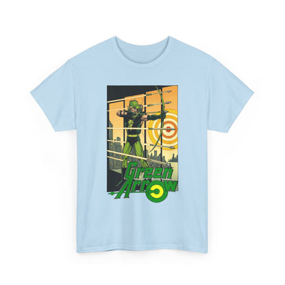 Green Arrow T-Shirt - George Perez Art - 1980s Justice League Postcard Art - JLA - DC Comics