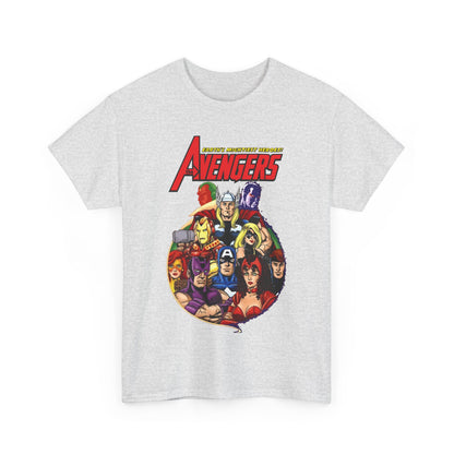 Avengers T-Shirt - George Perez Art - Captain America, Vision, Wonder Man, Iron Man, Thor, Hawkeye, Scarlet Witch - Popular Marvel Comics Characters