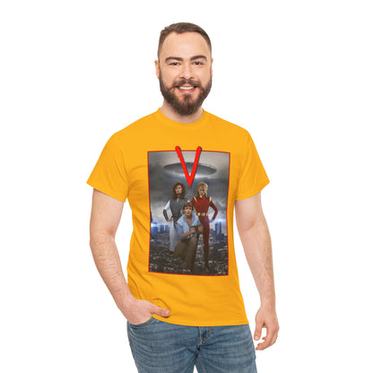 V T-Shirt - Visitors 1983 NBC Sci-Fi Aliens Series - Mike Donovan, Diana, Lydia