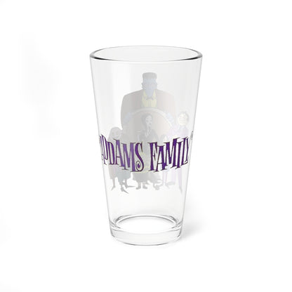 The Addams Family Pint Glass, 16oz - Hanna-Barbera Saturday Morning Cartoon 1970s - Morticia, Gomez, Pugsley, Wednesday, Lurch, Uncle Fester