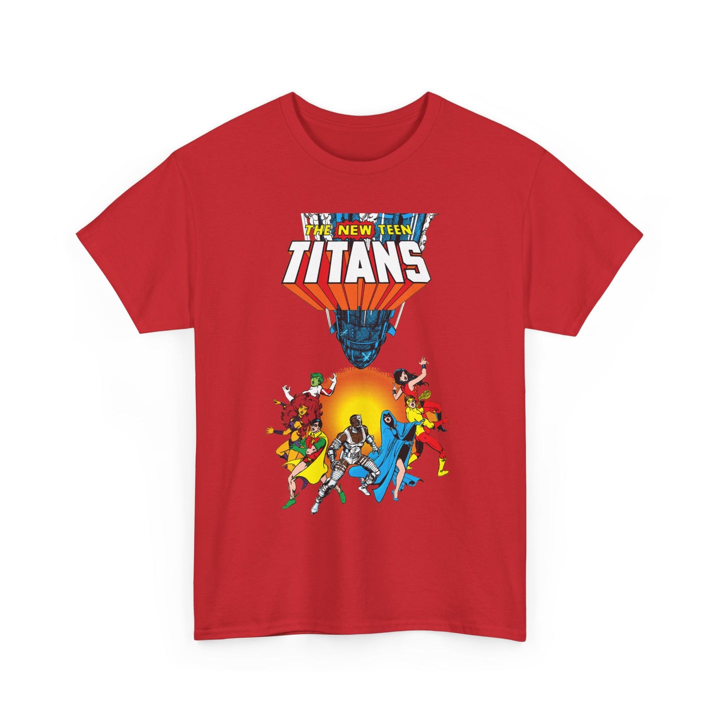 New Teen Titans T-Shirt - George Perez Art - Robin, Wonder Girl, Cyborg, Raven, Starfire, Kid Flash - #10 Cover Art - DC Comics