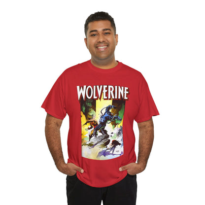 Wolverine T-Shirt - Mike Mignola Art - Jungle Adventure - Savage Land Story - Vs A Dinosaur - Logan, X-Men Member - Marvel Comics