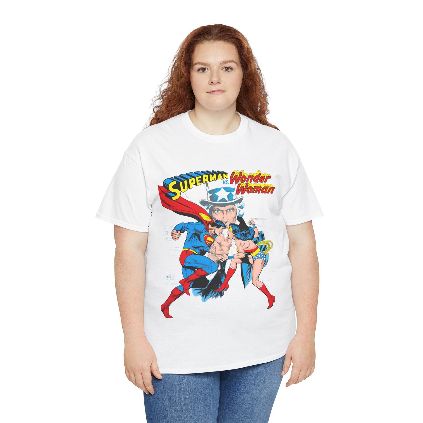 Superman Vs Wonder Woman T-Shirt - José Luis García-López Art - Popular 1970s Tabloid Story - DC Comics
