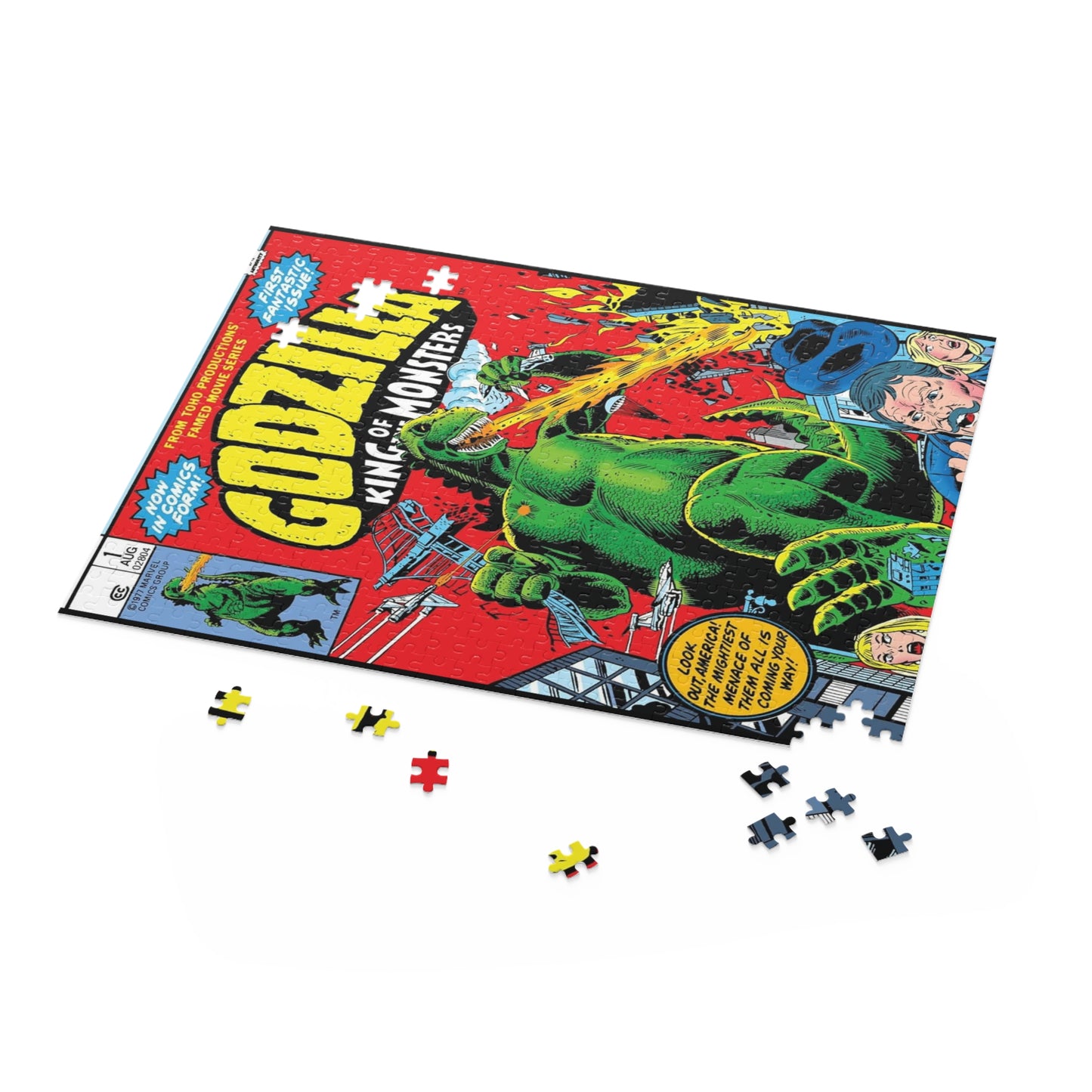 Godzilla Puzzle (500-Piece) - Popular 1970s Marvel Comics series - King of the Monsters - Great Bronze Age Art
