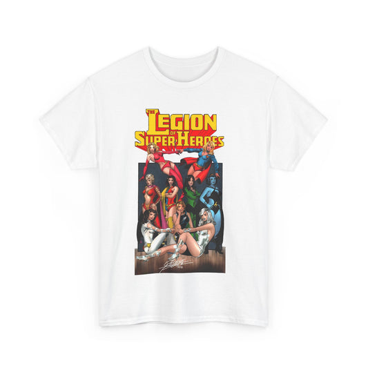 Legion of Super-Heroes T-Shirt - George Perez Art - Saturn Girl, Supergirl, Dream Girl, Shadow Lass, Phantom Girl - The Super Woman of LOSH - DC Comics