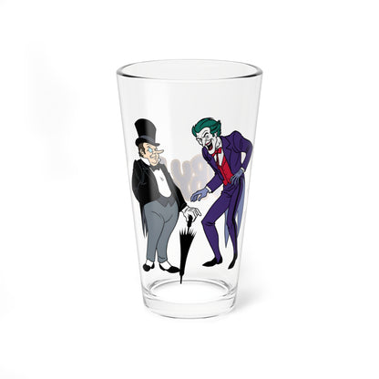 Joker & Penguin Pint Glass, 16oz - New Scooby Doo Movies (1972) - Retro Hanna-Barbera Cartoon - Mystery Inc