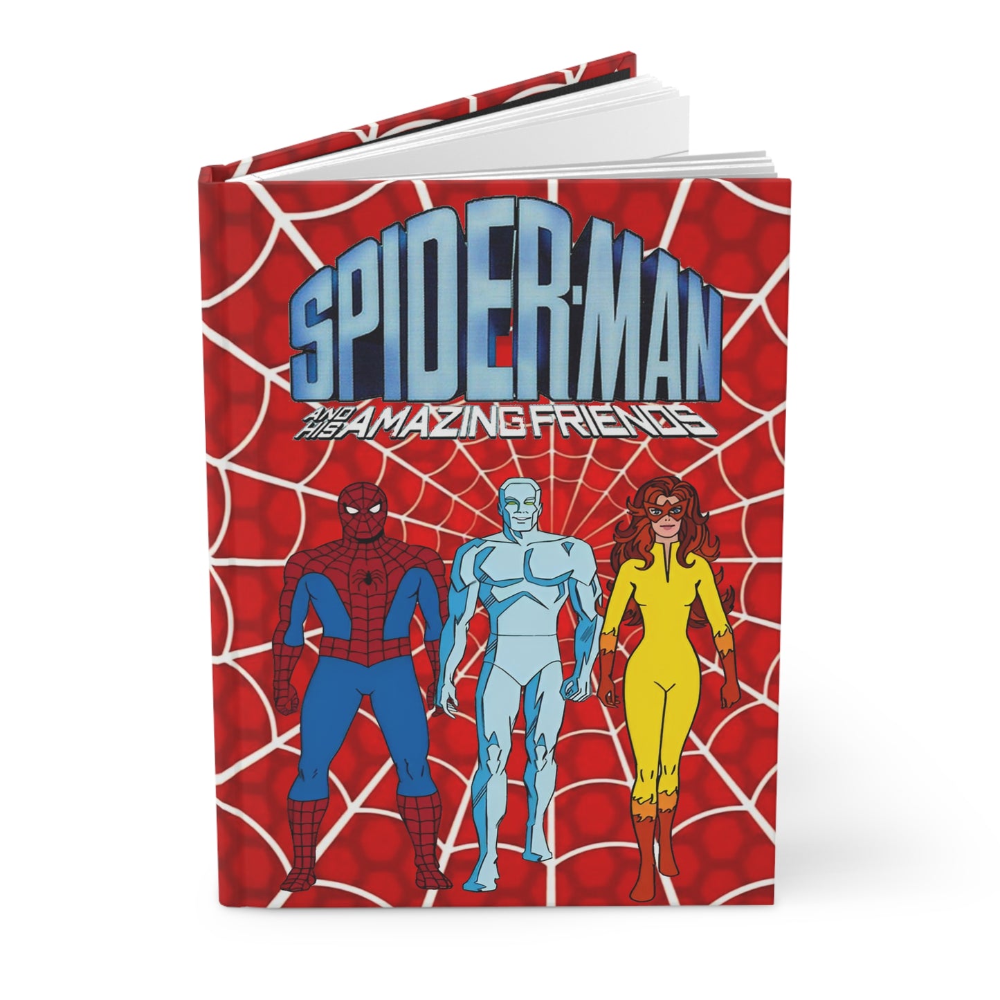 Spider-Man & His Amazing Friends Hardcover Journal - 150 Lined Pages - Firestar, Iceman - Marvel Comics 1980s Cartoon Series