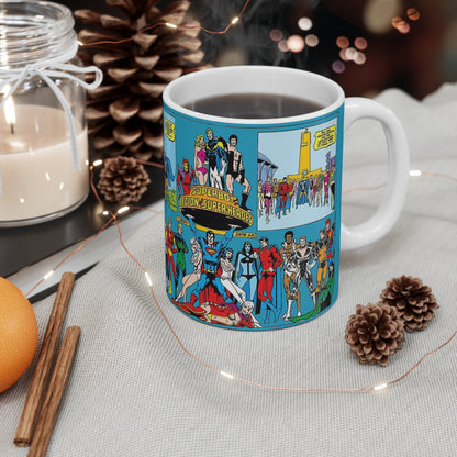 Superboy & Legion of Super-Heroes Coffee Mug, 11oz - DC Comics - Cosmic Boy, Lightning Lad, Saturn Girl, Mon-El, Shadow Lass - Silver/Bronze Age Art