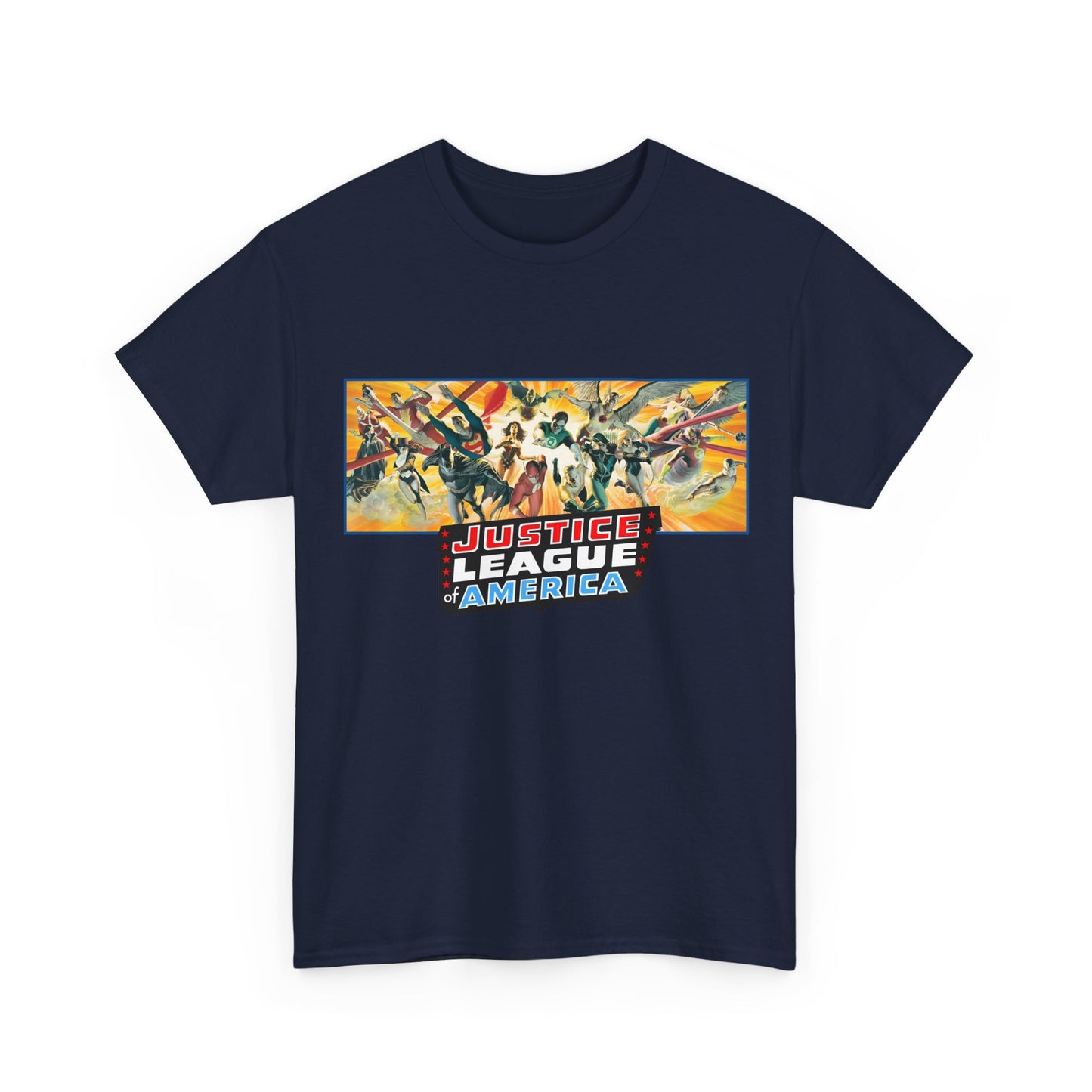 Justice League T-Shirt - Alex Ross Art - Superman, Batman, Wonder Woman, Black Canary, Hawkman, Green Lantern, Adam Strange, Plastic Man, Zatanna - DC Comics