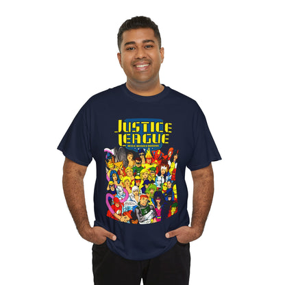 Justice League International T-Shirt - Kevin Maguire DC Comics Sourcebook Art - Booster Gold, Blue Beetle, Batman, Martian Manhunter, Captain Atom, Fire, Ice, Guy Gardner