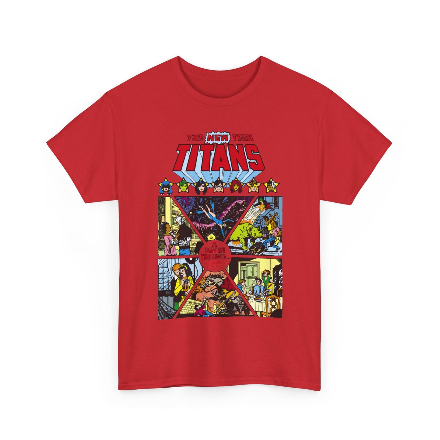 New Teen Titans T-Shirt - George Perez Art - #8 Cover - A Day in the Life - Robin, Wonder Girl, Cyborg, Starfire, Raven, Changeling, Kid Flash - DC Comics