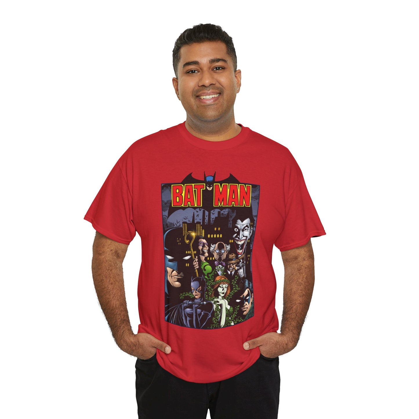 Batman T-Shirt - George Perez Art - Arkham Asylum - Joker, Catwoman, Poison Ivy, Riddler, Nightwing - DC Comics
