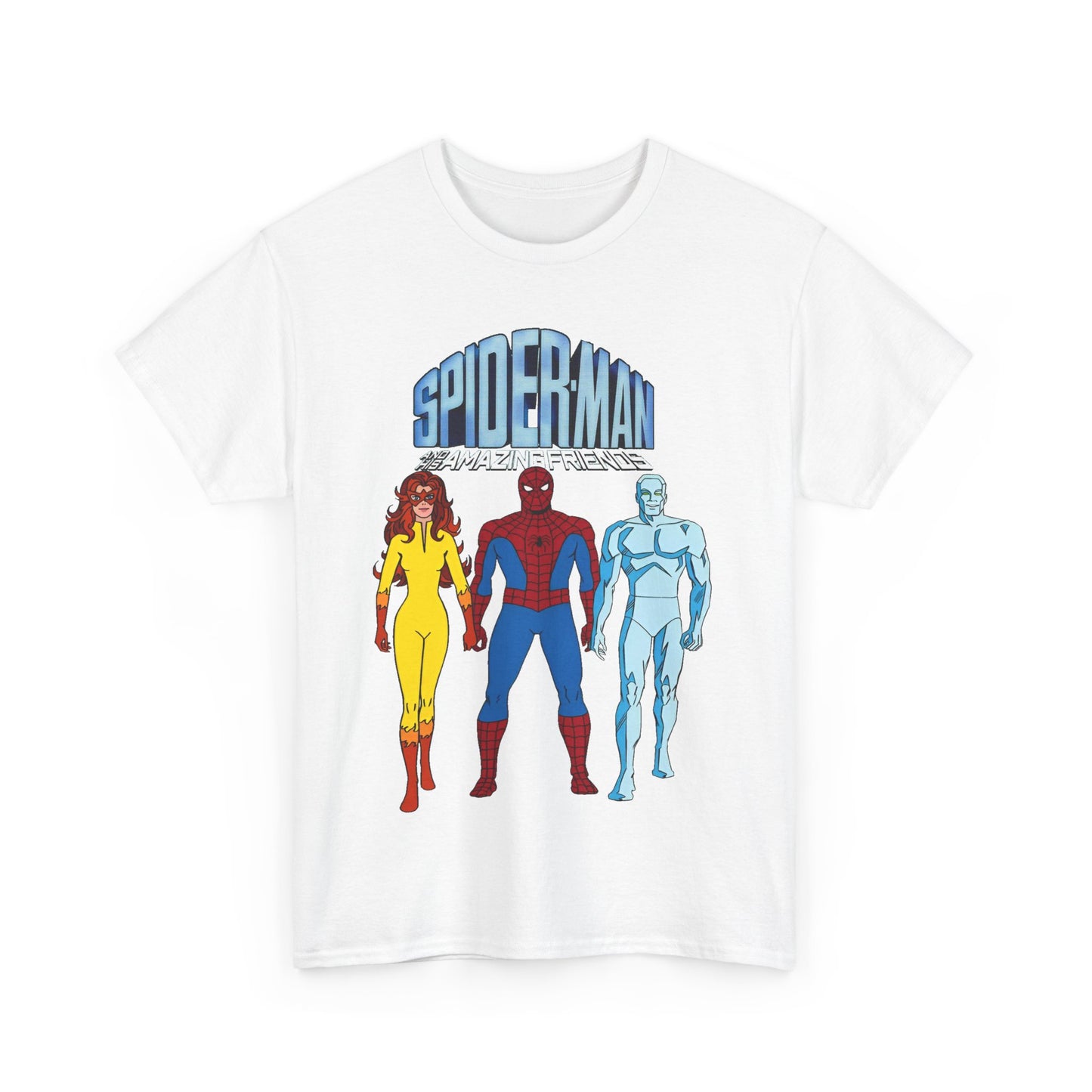 Spider-Man & His Amazing Friends T-Shirt - Spidey, Firestar, Iceman - Popular 1980s Marvel TV Cartoon - Marvel Comics