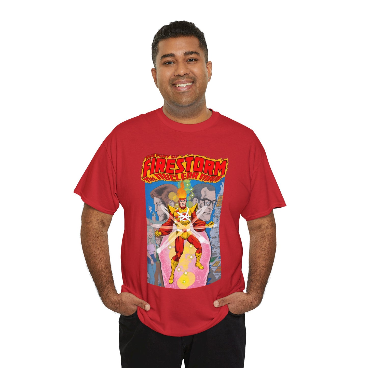 Fury of Firestorm T-Shirt - Pat Broderick Art - The Nuclear Man - Ronnie Raymond, Professor Martin Stein - DC Comics