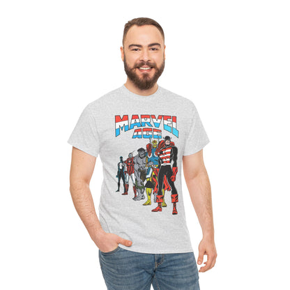 Marvel Age T-Shirt - Captain America, Thor, Incredible Hulk, Iron Man, Spider-Man - New Looks for the 80s