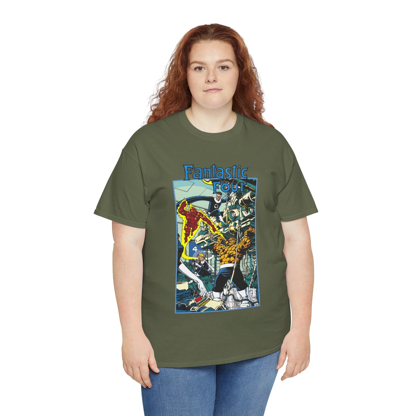 Fantastic Four T-Shirt - George Perez Art - Reed Richards, Invisible Woman, Human Torch, The Thing - Marvel Comics