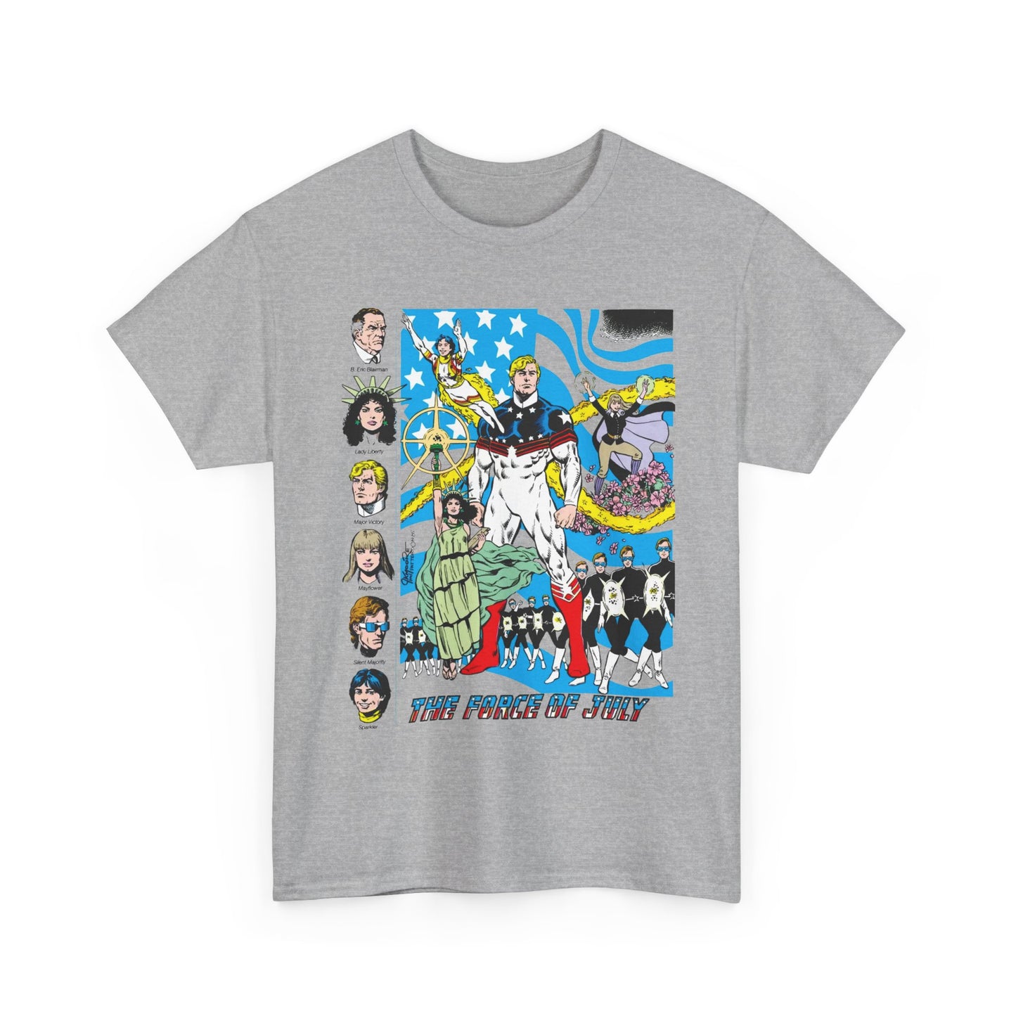 Force of July T-Shirt - Batman and the Outsiders Villains - Lady Liberty, Major Victory, Mayflower, Silent Majority - DC Comics