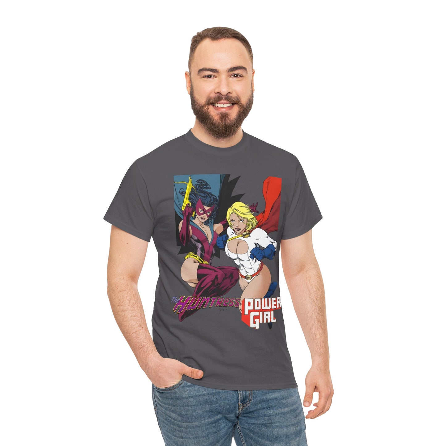 Huntress & Power Girl T-Shirt - Ed Benes Art - Justice Society, JSA, Earth 2 - DC Comics Bronze Age, Pre-Crisis Heroes