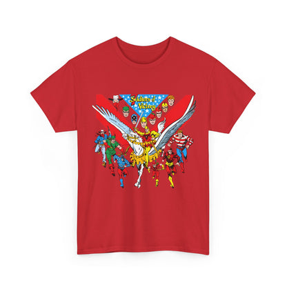 7 Soldiers of Victory T-Shirt - Speedy, Vigilante, Green Arrow, Stripesy, Crimson Avenger, Star-Spangled Kid - Golden Age Heroes of the DC Universe