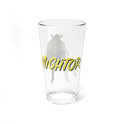 Mighty Mightor Pint Glass, 16oz - Hanna-Barbera Saturday Morning Cartoon - Tor & Tog - 1960s Hero