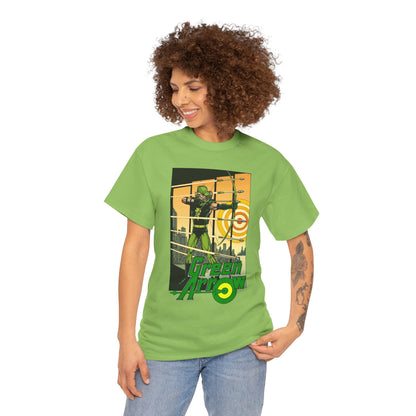 Green Arrow T-Shirt - George Perez Art - 1980s Justice League Postcard Art - JLA - DC Comics