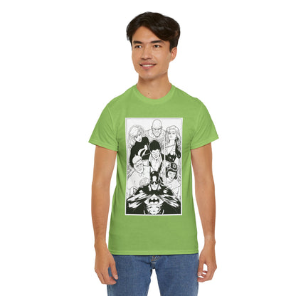 Batman & the Outsiders T-Shirt - Kevin Maguire Art - Black & White - Black Lightning, Metamorpho, Halo, Looker, Katana, Geo-Force - DC Comics
