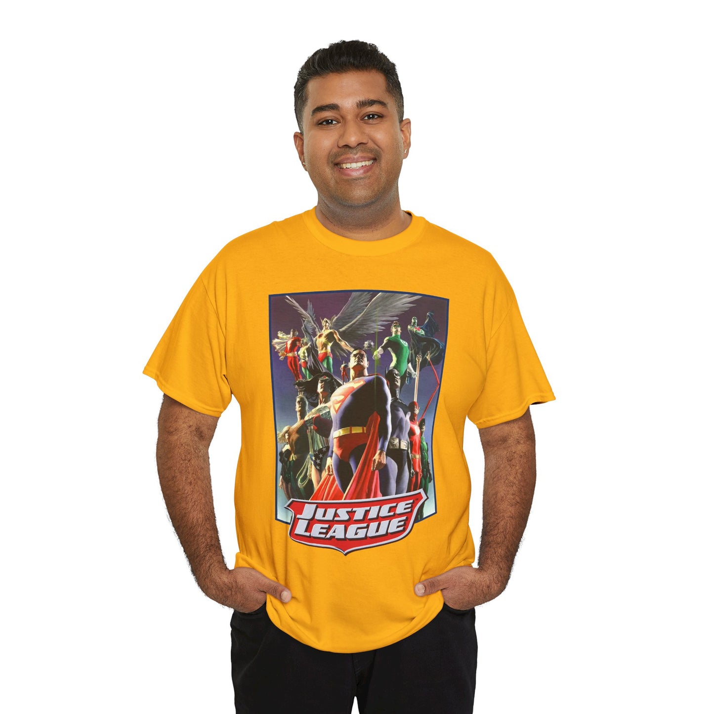 Justice League T-Shirt - Alex Ross Art - Superman, Wonder Woman, Black Canary, Hawkman, Flash, Aquaman, Atom - DC Comics