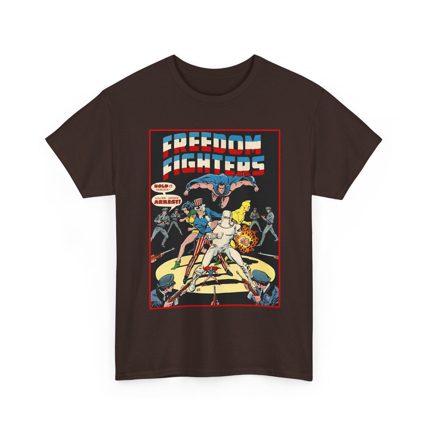 Freedom Fighters T-Shirt - 70s Series - Uncle Sam, The Ray, Phantom Lady, Doll Man, Black Condor, Human Bomb - DC Comics