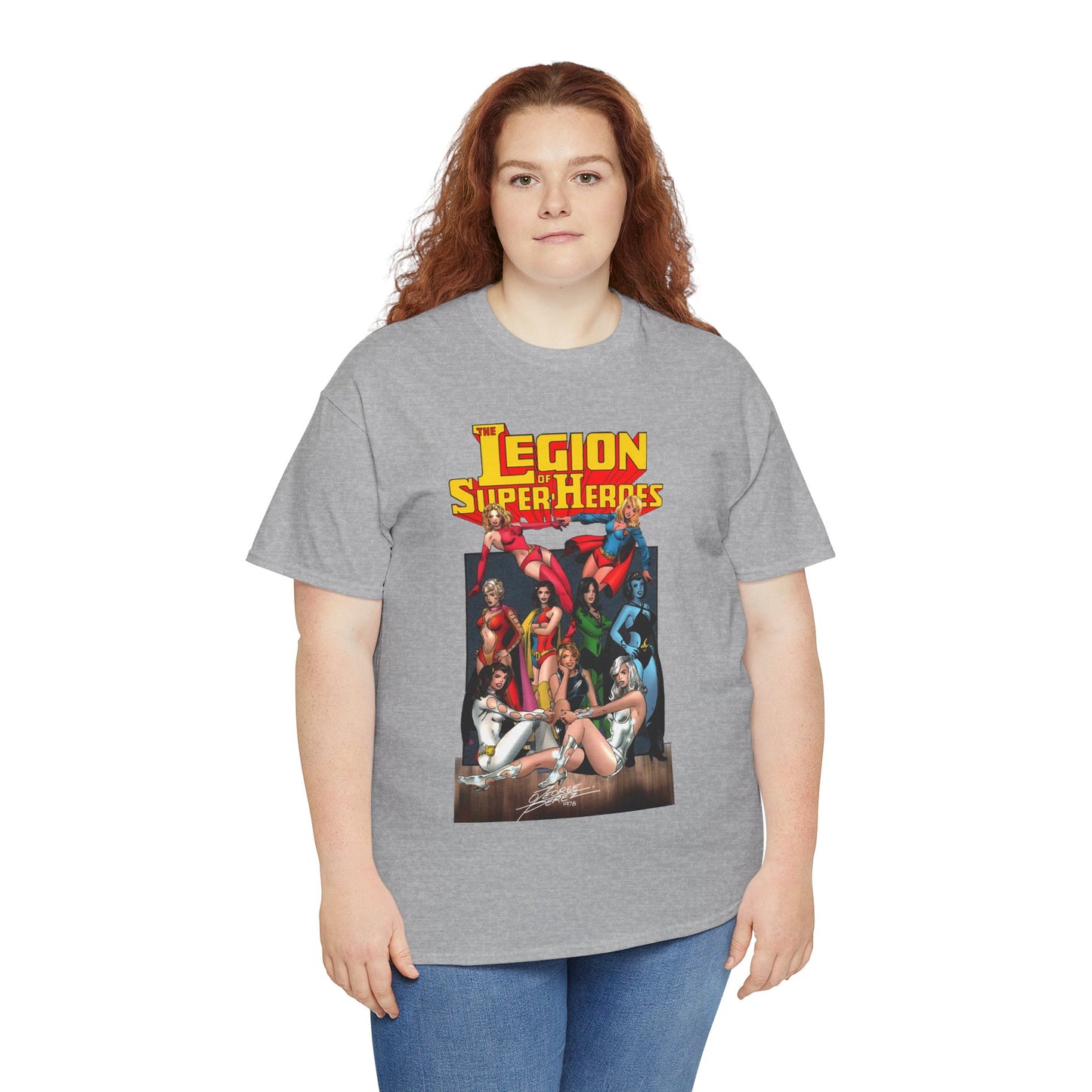 Legion of Super-Heroes T-Shirt - George Perez Art - Saturn Girl, Supergirl, Dream Girl, Shadow Lass, Phantom Girl - The Super Woman of LOSH - DC Comics