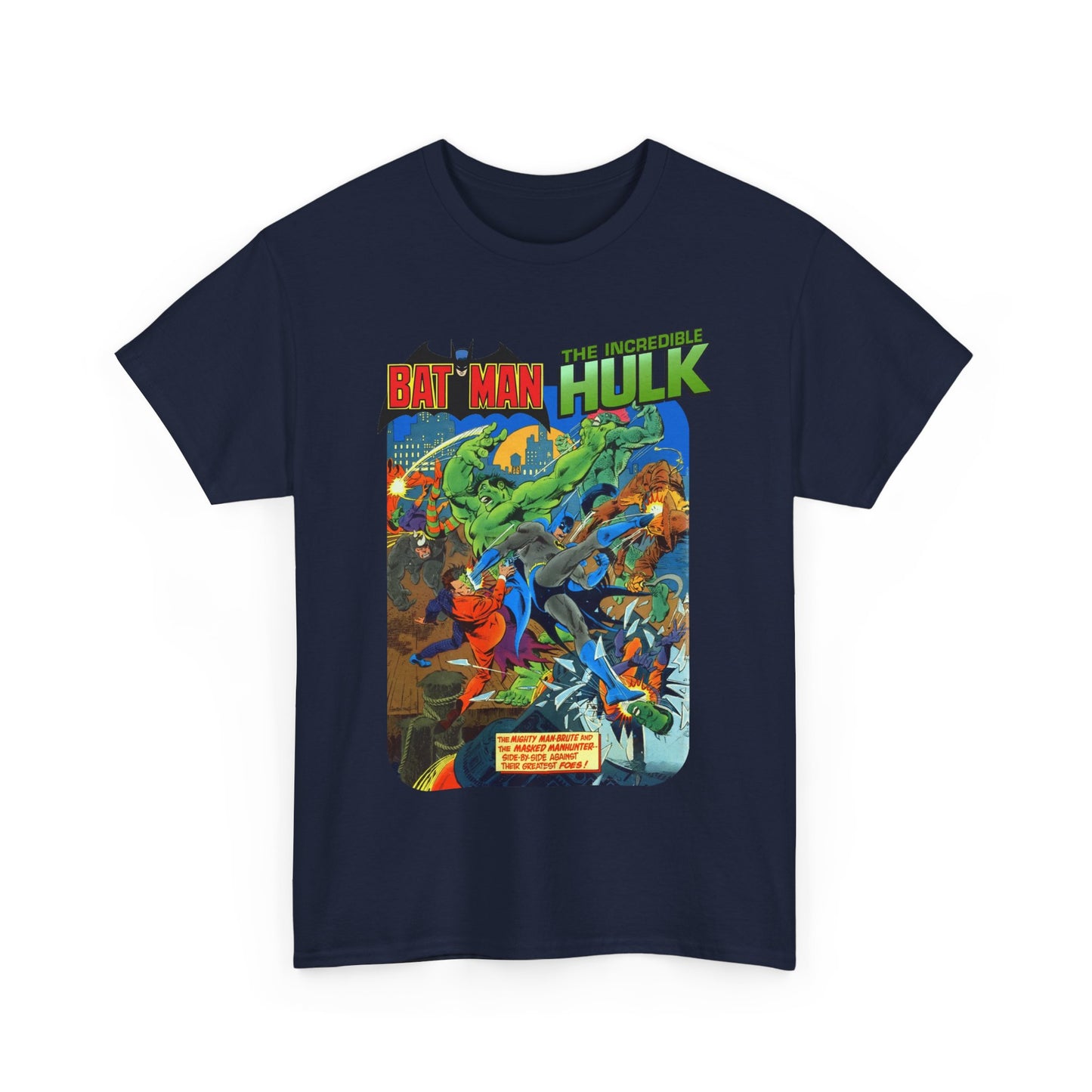 Batman & Incredible Hulk T-Shirt - DC/Marvel Comics 1970s Team-Up - Two-Face & Leader - Retro Art