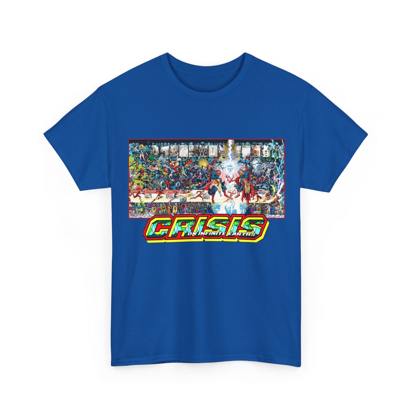 Crisis on Infinite Earths T-Shirt - Jerry Ordway/George Perez Art - Updated 2025 Poster Art - Superman, Wonder Woman, Supergirl, Flash, Harbinger, Pariah, Obsidian, Firestorm - DC Comics