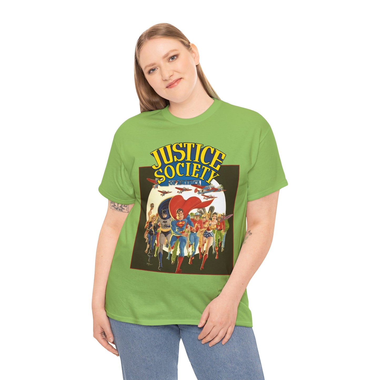 Justice Society of America T-Shirt - Superman, Wonder Woman, Black Canary, Green Lantern, Batman, Plastic Man, Flash - DC Comics
