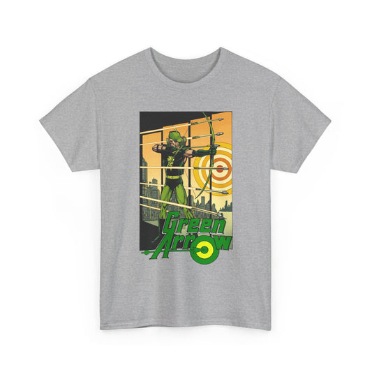 Green Arrow T-Shirt - George Perez Art - 1980s Justice League Postcard Art - JLA - DC Comics