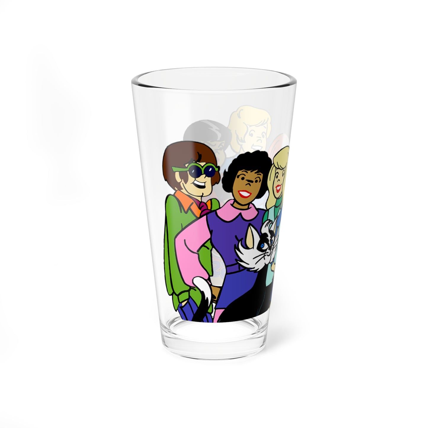 Josie & the Pussycats Pint Glass, 16oz - Archie Comics Cartoon - Valerie, Melody, Alexander, Alexandra, Sebastian