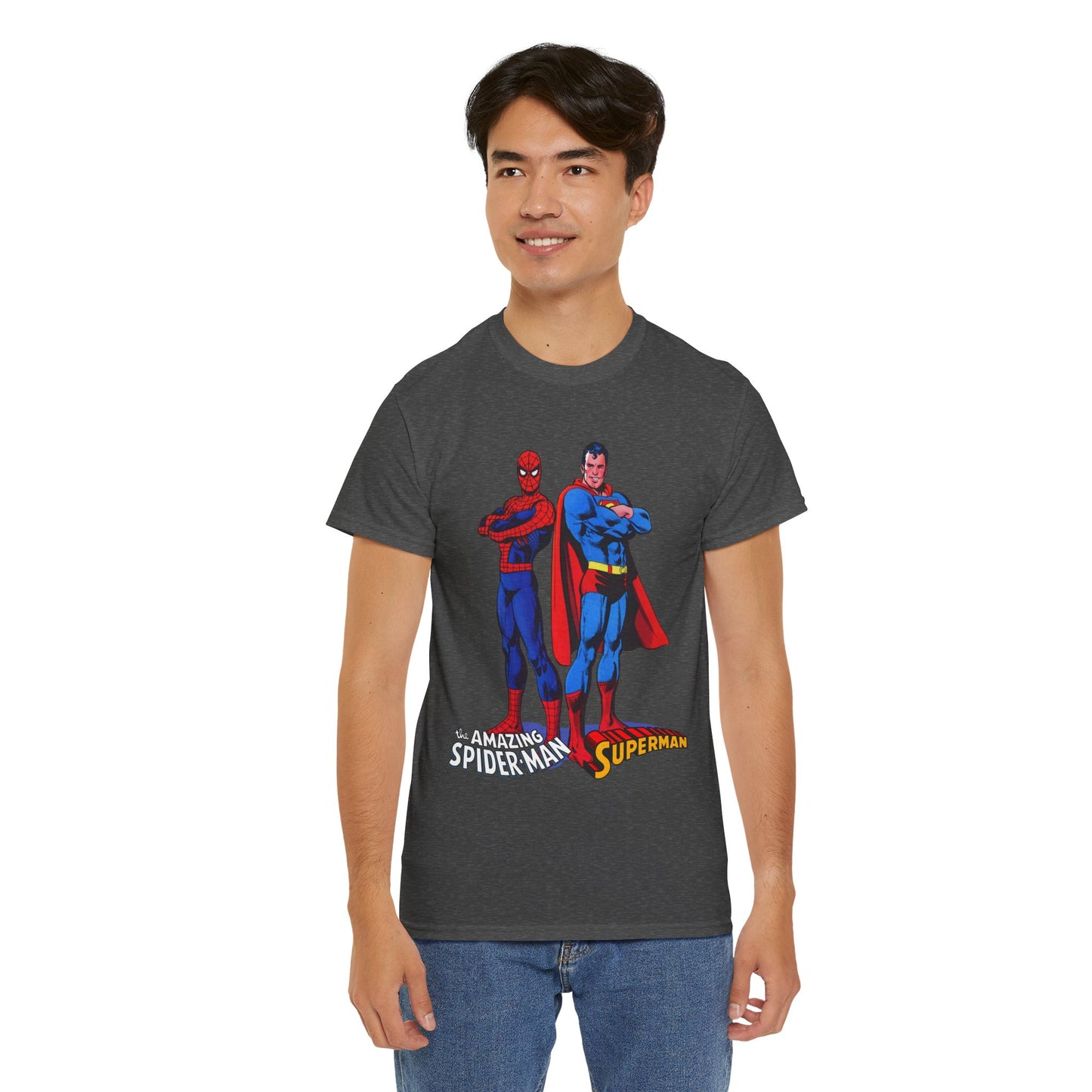 Amazing Spider-Man & Superman T-Shirt - Classic 1970s Marvel/DC Comics Crossover - Peter Parker & Clark Kent
