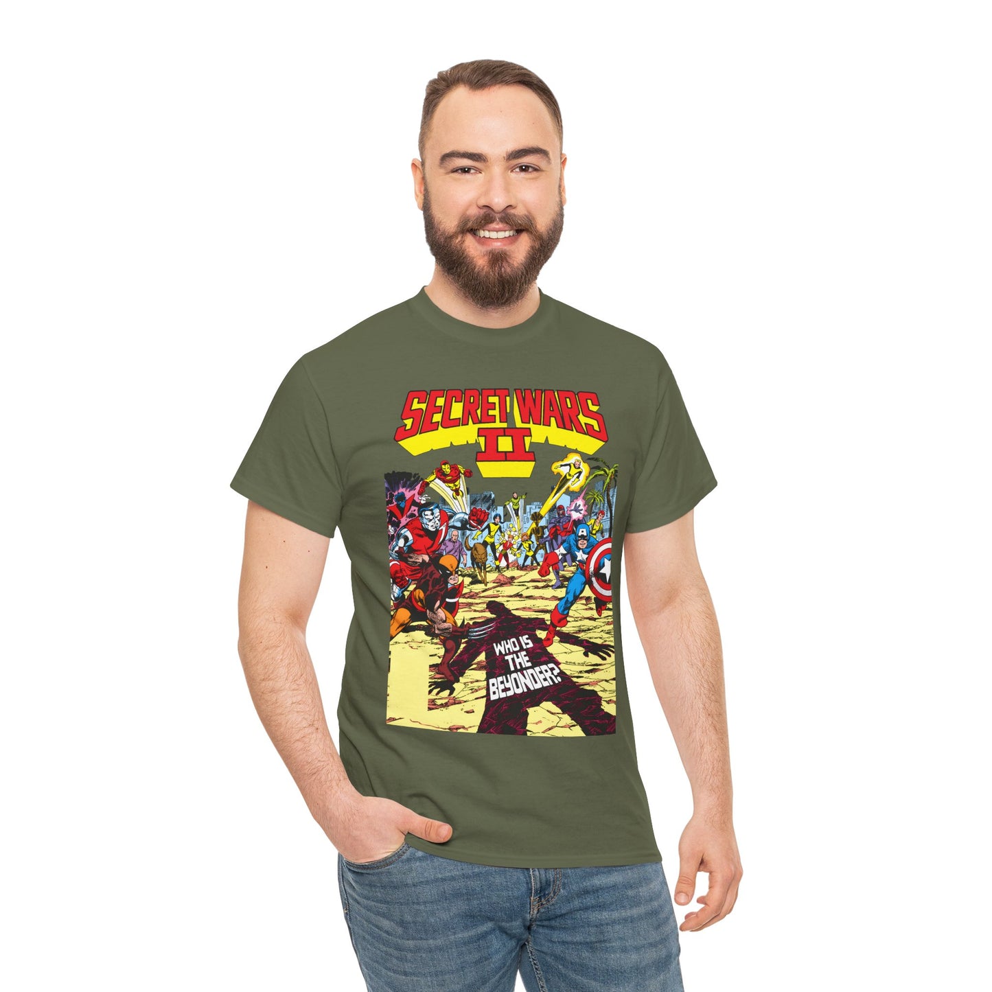 Secret Wars II T-Shirt - John Byrne Art - X-Men, New Mutants, Captain America - The Beyonder - Marvel Comics Series, 1980s