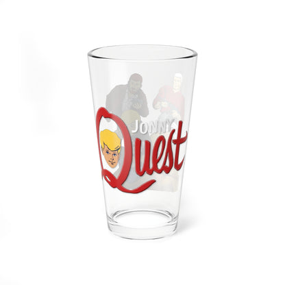Jonny Quest Pint Glass, 16oz - Race Bannon, Dr. Benton, Hadji - Hanna-Barbera Cartoon - Saturday Morning Classic