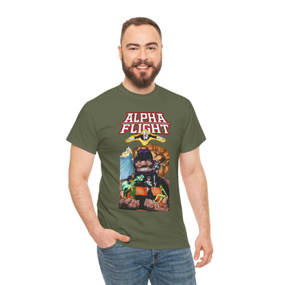 Alpha Flight T-Shirt - John Byrne Art - Guardian, Aurora, Northstar, Shaman, Snowbird, Puck - Marvel Comics