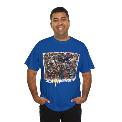JLA Vs Avengers T-Shirt - Stunning, Classic George Perez Art - DC & Marvel 200s Crossover - Superman, Thor, Wonder Woman, Captain America, Flash, Black Panther, Iron Man, Batman