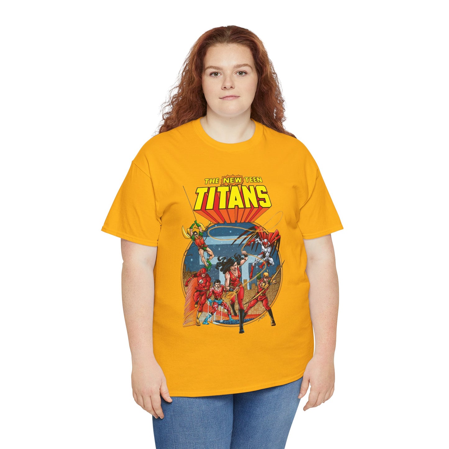 New Teen Titans T-Shirt - George Perez Art - Wonder Girl, Flash, Robin, Speedy, Aqualad, Hawk - DC Comics