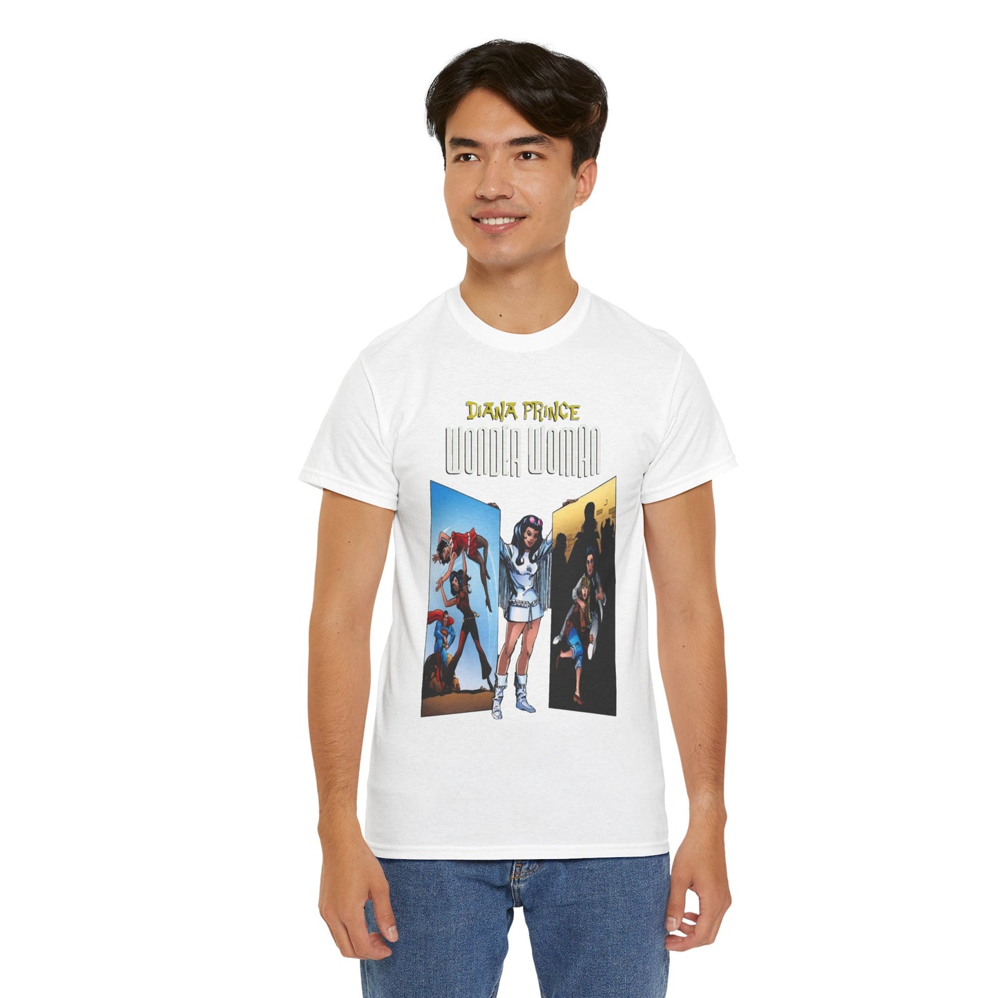 Diana Prince Wonder Woman  T-Shirt - 1970s White Suit Years - Bronze Age DC Comics
