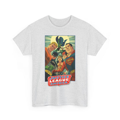 Justice League of America T-Shirt - Michael Cho Art - Superman, Flash, Wonder Woman, Green Lantern, Batman, Martian Manhunter - Silver Age Team - DC Comics