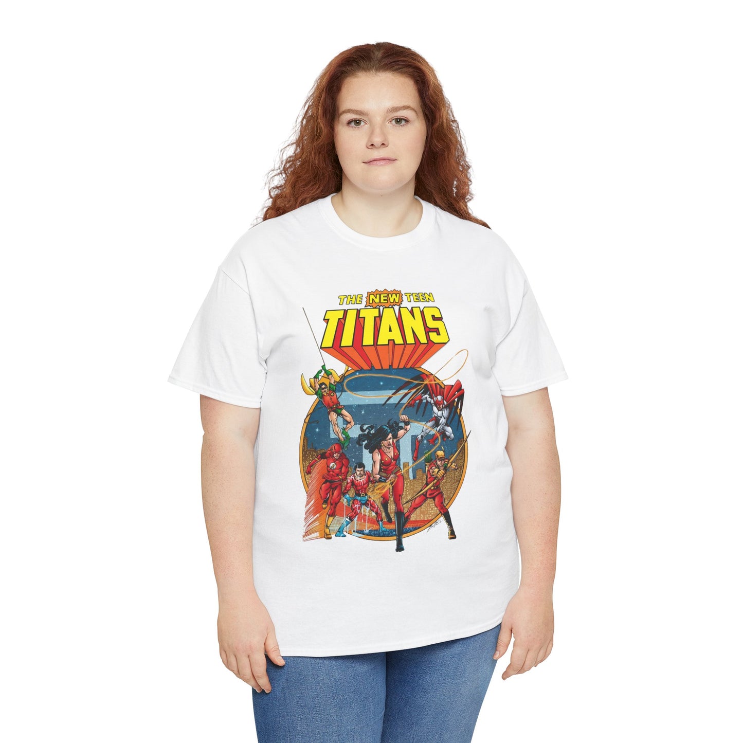 New Teen Titans T-Shirt - George Perez Art - Wonder Girl, Flash, Robin, Speedy, Aqualad, Hawk - DC Comics