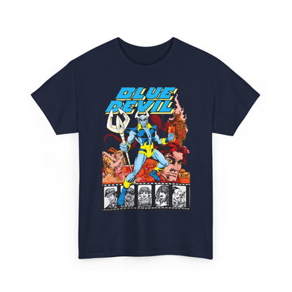 Blue Devil T-Shirt -  Dan Mishkin, Gary Cohn, & Paris Cullins - Dan Cassidy, Hollywood Stuntman - 1980s DC Comics Series