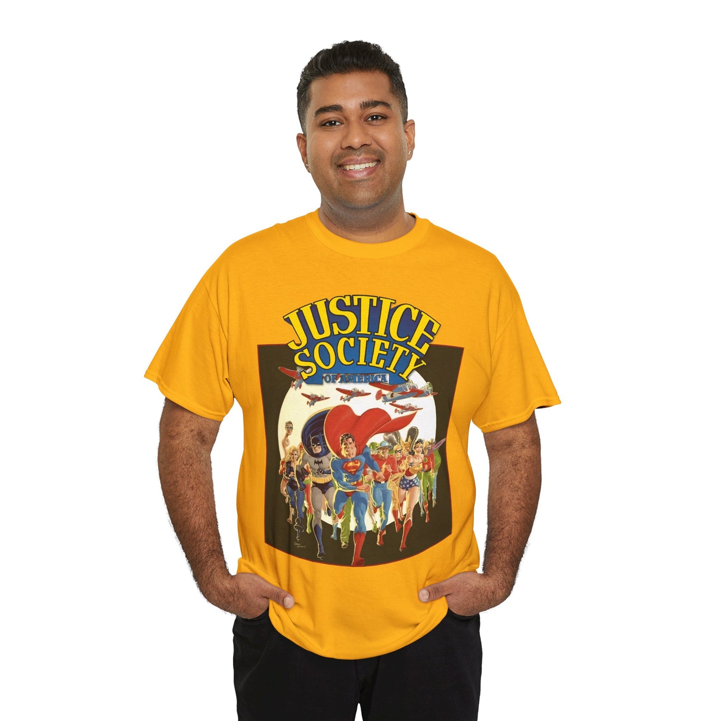 Justice Society of America T-Shirt - Superman, Wonder Woman, Black Canary, Green Lantern, Batman, Plastic Man, Flash - DC Comics