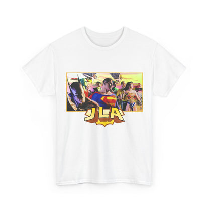 JLA T-Shirt - Alex Ross Art - Superman, Batman, Wonder Woman, Hawkman, Green Lantern, Black Canary, Flash, Martian Manhunter, Green Arrow - Justice League - DC Comics