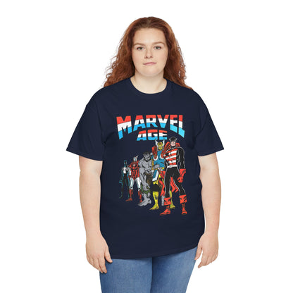 Marvel Age T-Shirt - Captain America, Thor, Incredible Hulk, Iron Man, Spider-Man - New Looks for the 80s