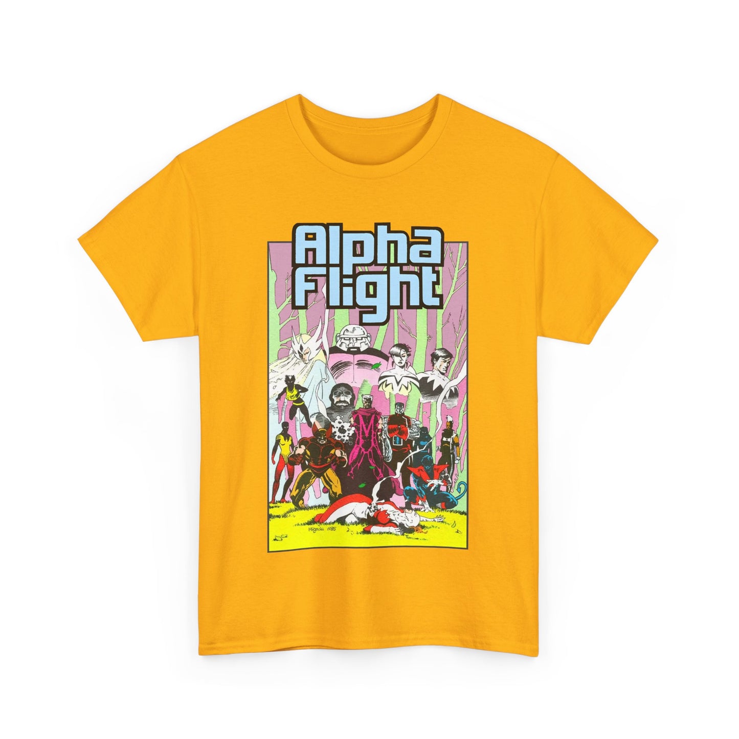 Alpha Flight T-Shirt - Mike Mignola Art - Northstar, Aurora, Snowbird, Shaman, Puck - X-Men: Magneto, Colossus, Shadowcat, Storm - Marvel Comics