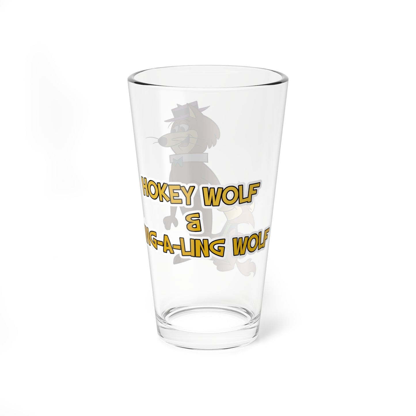 Hokey Wolf & Ding-A-Ling Pint Glass, 16oz - Beloved Hanna-Barbera Cartoon 1960s - Con-Artist Wolf